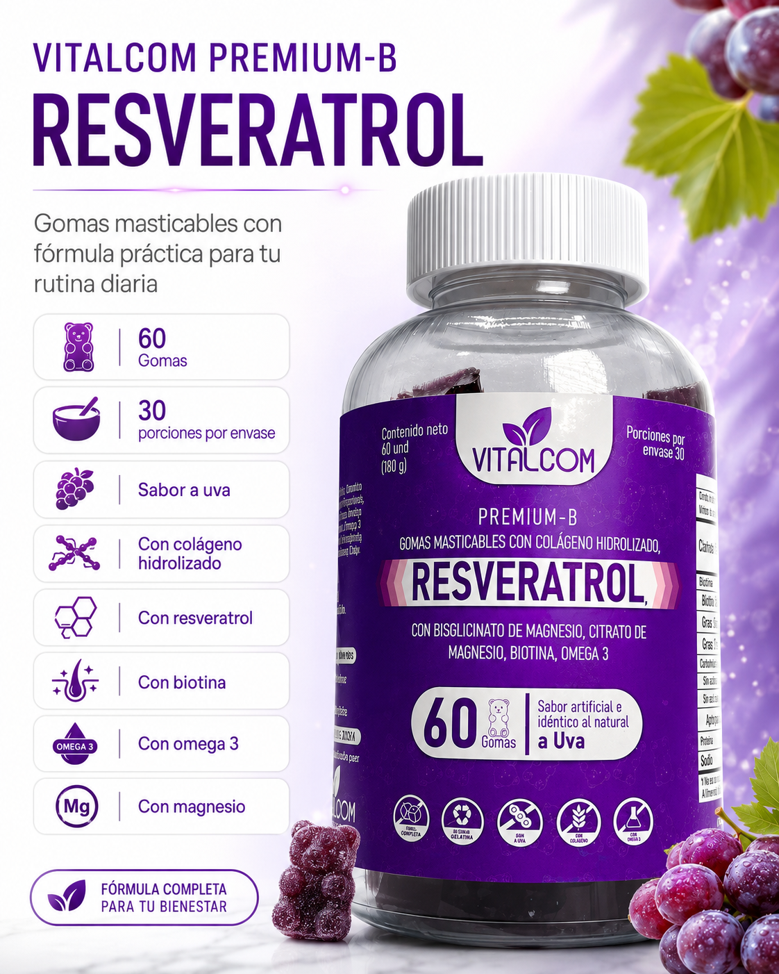 GOMITAS DE RESVERATROL PREMIUM-B – Belleza, Energía y Bienestar Celular