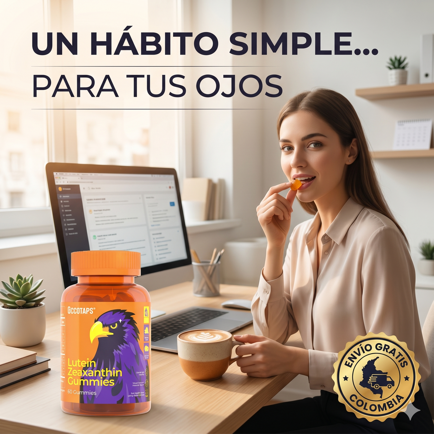 Gomitas Luteína + Zeaxantina - Protección Visual Completa: Filtra Luz Azul, Previene Degeneración Macular y Reduce Cansancio Visual(60u)