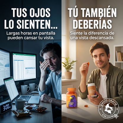 Gomitas Luteína + Zeaxantina - Protección Visual Completa: Filtra Luz Azul, Previene Degeneración Macular y Reduce Cansancio Visual(60u)