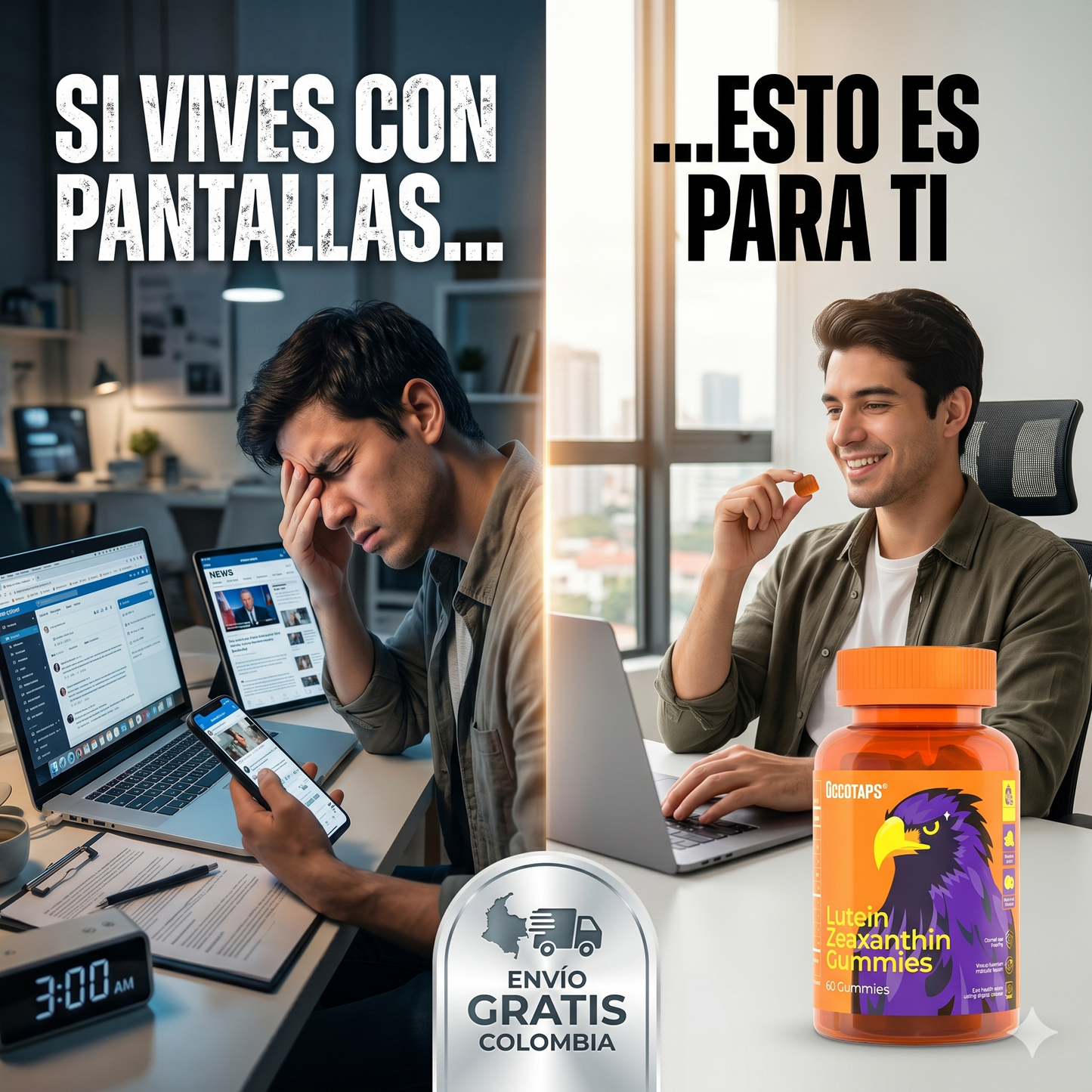 Gomitas Luteína + Zeaxantina - Protección Visual Completa: Filtra Luz Azul, Previene Degeneración Macular y Reduce Cansancio Visual(60u)
