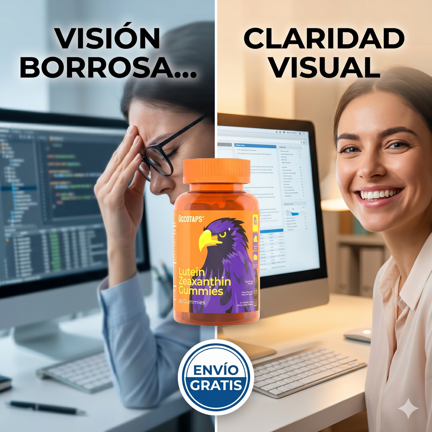 Gomitas Luteína + Zeaxantina - Protección Visual Completa: Filtra Luz Azul, Previene Degeneración Macular y Reduce Cansancio Visual(60u)